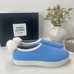 Opening Ceremony Bobby Sock Pom Pom Knit Sneaker Postal Blue Women's 9/EU40